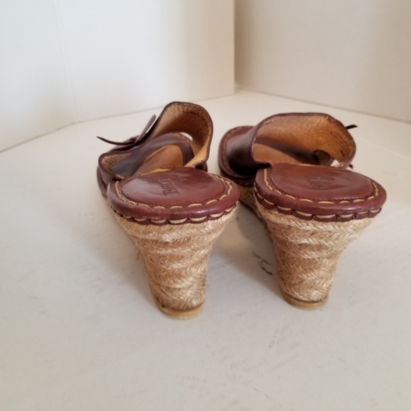 Born Drilles Wedge Sandals Brown 9M W8895 - Picture 5 of 8